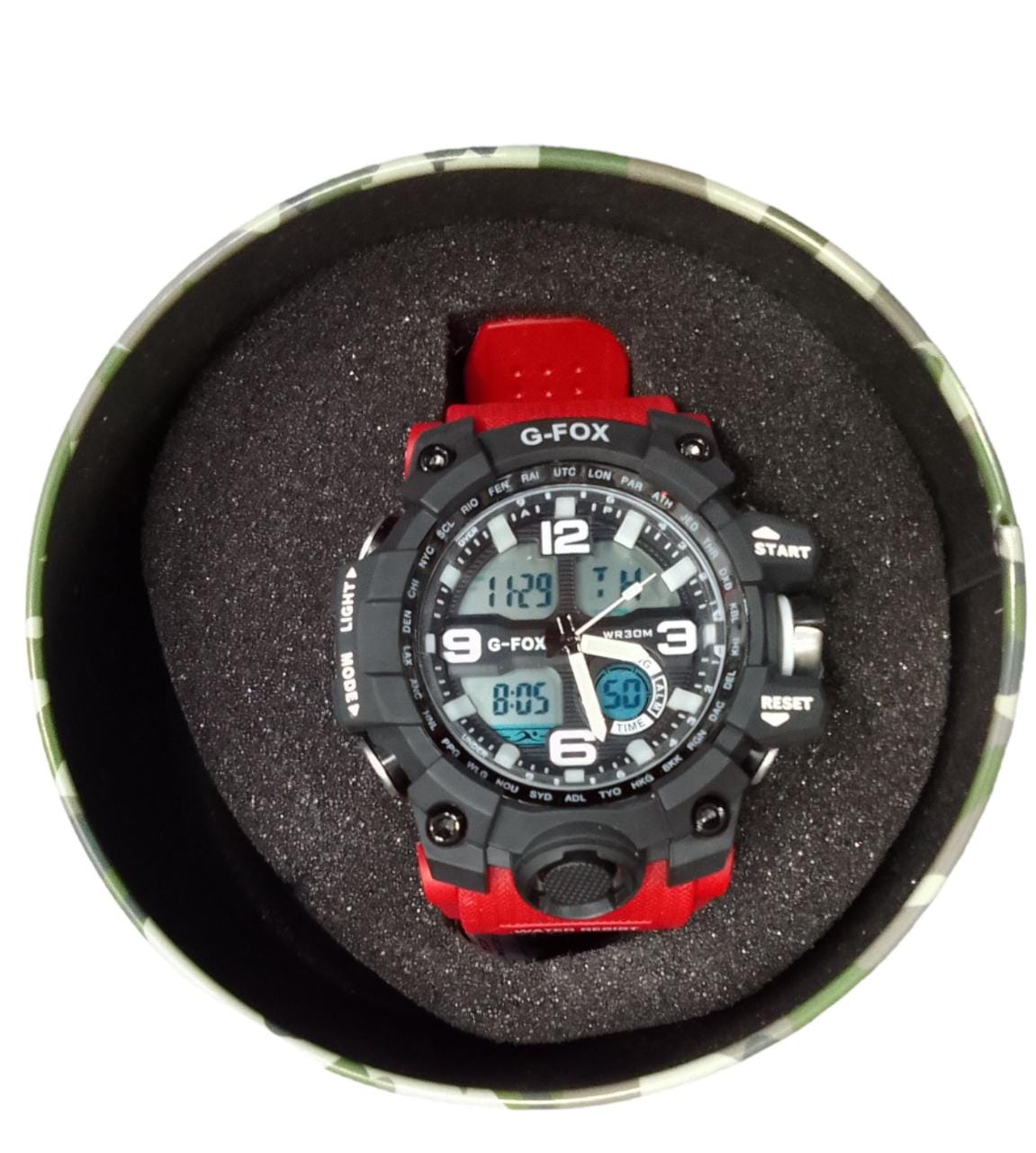 Reloj G-Fox Negro Con Correa Roja